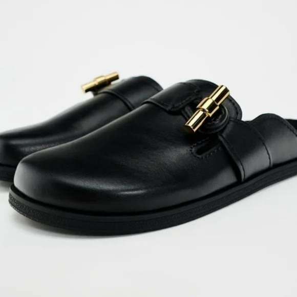 Zara Shoes - ZARA FLAT BUCKLED CLOGS